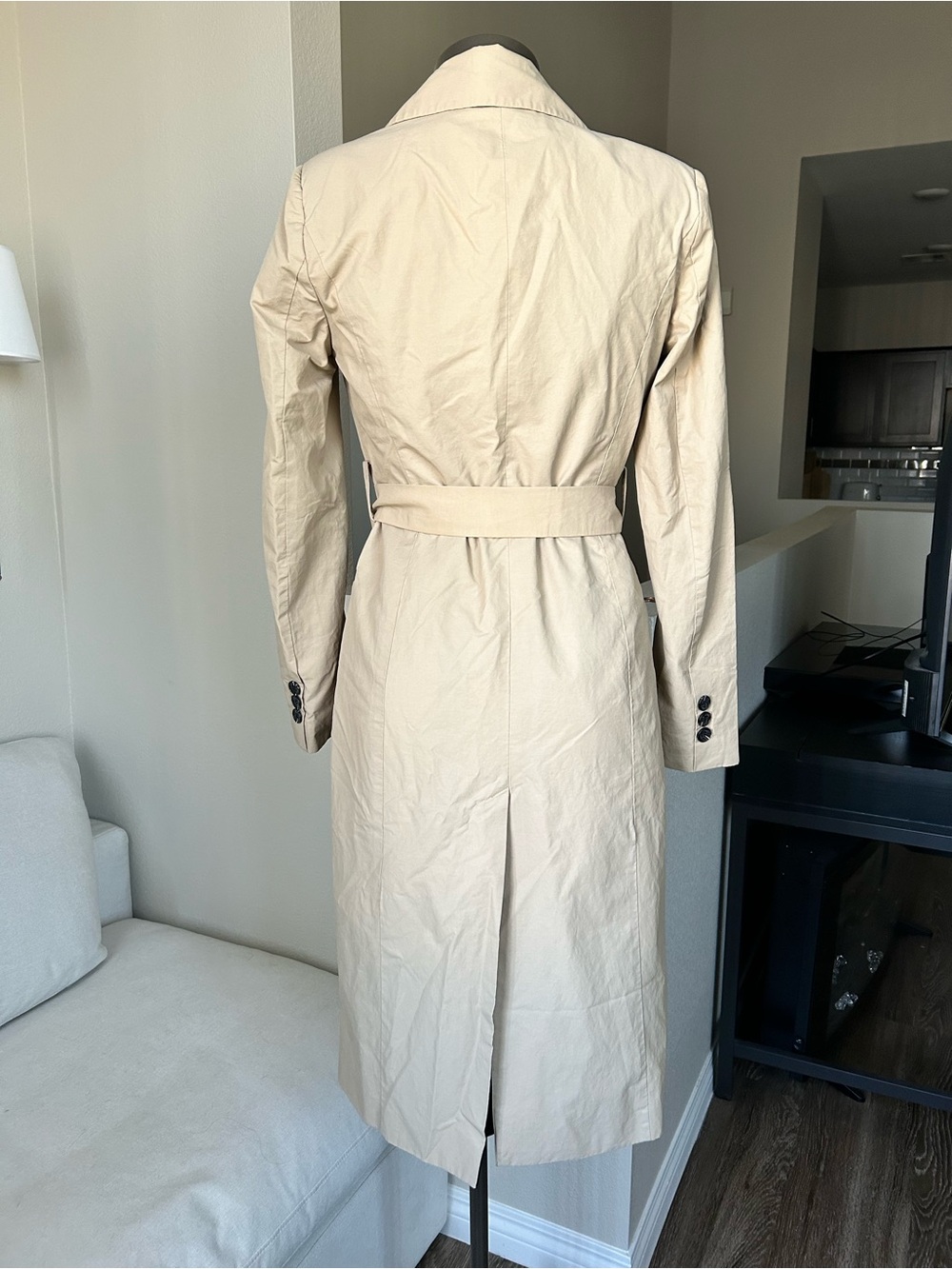 Avec Les Filles Tan Double-Breasted Trench Coat with Belt - Picture 4 of 16